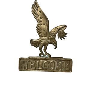 Vintage Eagle Brass Welcome Plate